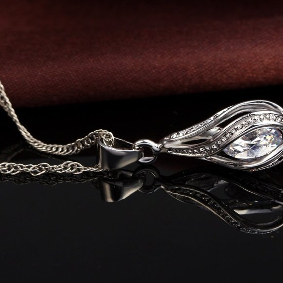 🌟 925 Sterling Silver Necklace And Earrings Set Tear Drop Cute Top Gift - Picture 5 of 7